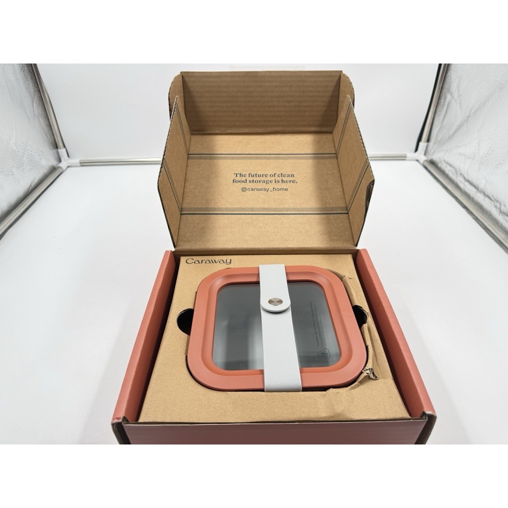 Caraway Glass Food Storage, 4.4 Cup Glass Container, Sage Ceramic Coated